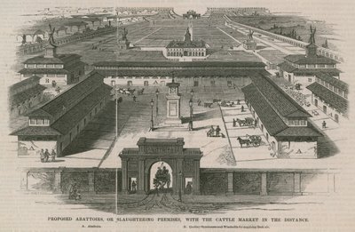 牛市場が遠方にある、提案されている食肉処理場、またはと畜場 作： William Henry Prior
