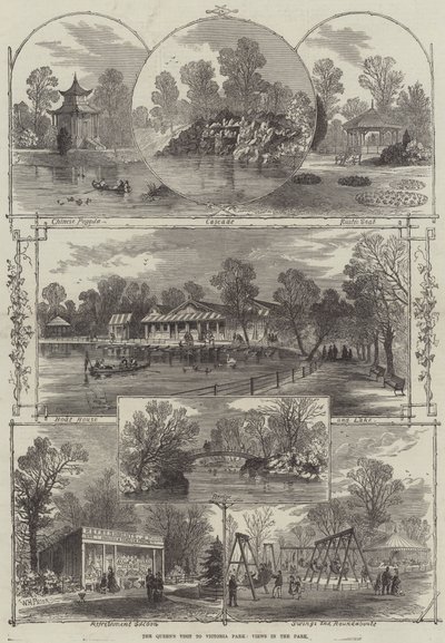 ビクトリア公園への女王の訪問、公園の眺め 作： William Henry Prior