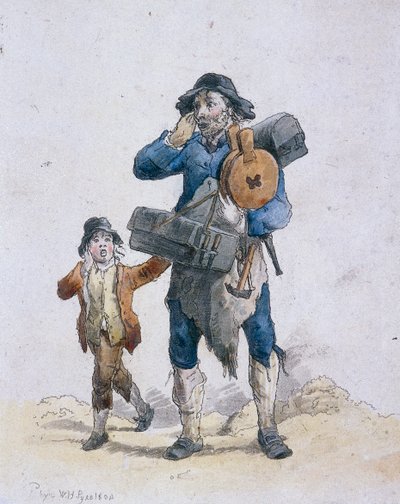 鋳掛屋と子供、プロヴィンシャル・キャラクター、1804年 作： William Henry Pyne