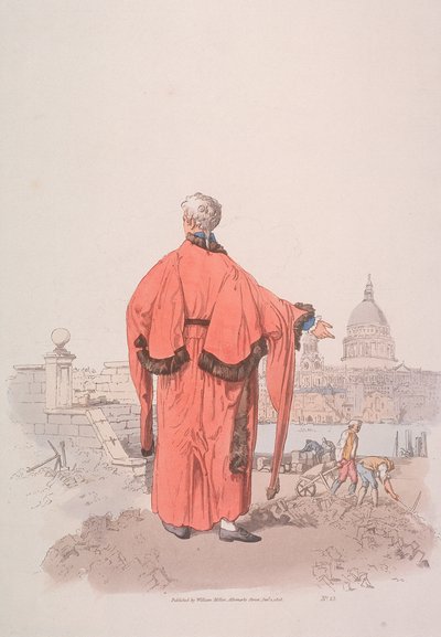 セント・ポール大聖堂を見る市民衣装の市会議員（1805年、ロンドン 作： William Henry Pyne