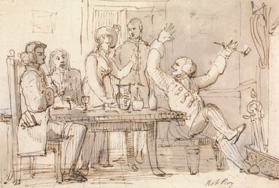 Rob Roy へのイラスト: パーティーで飲むインテリア 作： William Henry Pyne