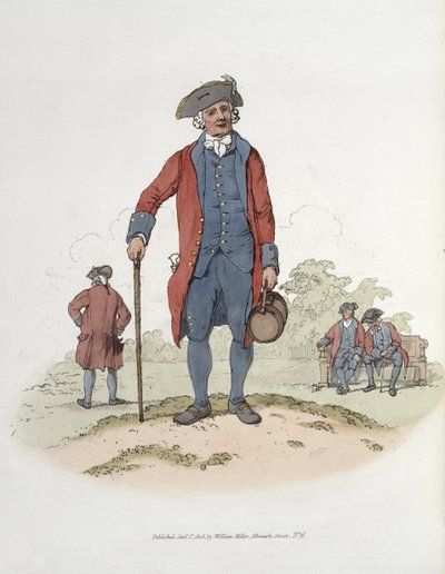 チェルシー年金受給者、「イギリスの衣装」から、ウィリアム・ミラー、1805年発行 作： William Henry Pyne