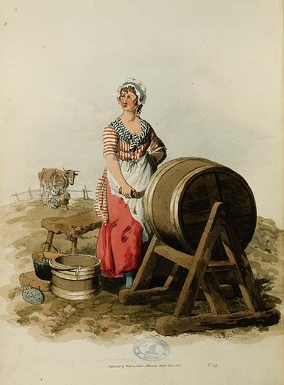Costume of Great Britain」からバターを焼く様子（プリント） 作： William Henry Pyne