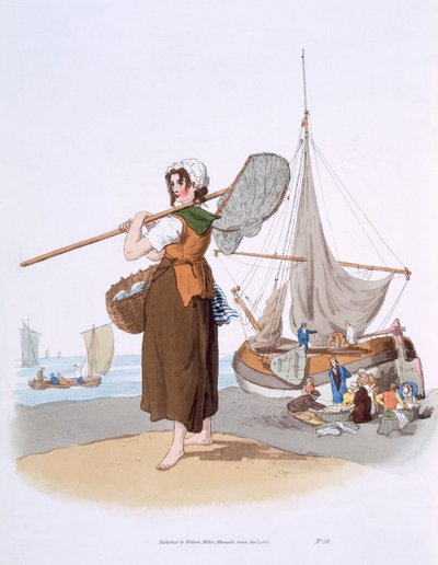 ウィリアム・ミラー発行の「イギリスのコスチューム」の女性シュリンパー、1805年 作： William Henry Pyne