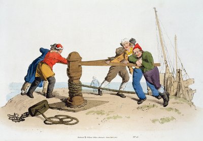 キャプスタンの漁師、「イギリスのコスチューム」、ウィリアムミラー発行、1805年 作： William Henry Pyne