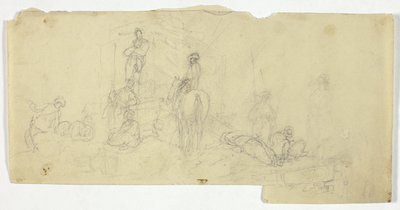 馬に乗った男と農民のグループ 作： William Henry Pyne