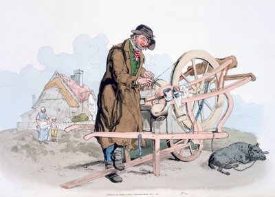 ウィリアムミラー、1805年に発行された「イギリスの衣装」からのナイフグラインダー 作： William Henry Pyne