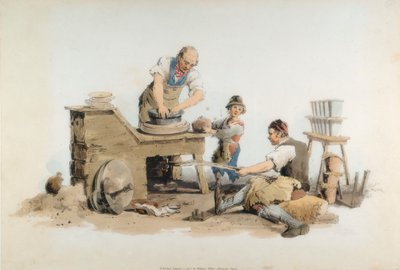 植木鉢を作る、1808 作： William Henry Pyne