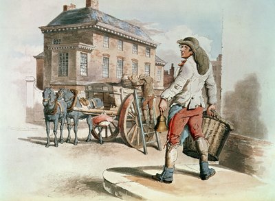 ウィリアム・ミラー発行の「イギリスのコスチューム」のごみ収集家、1805年 作： William Henry Pyne