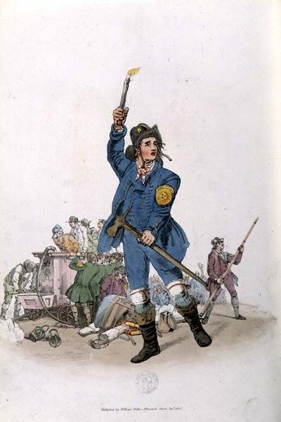 イギリスの衣装」より「消防士 作： William Henry Pyne