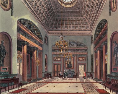 エントランスのホール、パインロイヤルレジデンスのカールトンハウス、1818年 作： William Henry Pyne