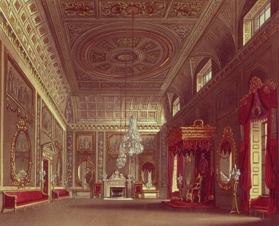 1818年、パインの「ロイヤルレジデンス」のバッキンガム宮殿の大広間 作： William Henry Pyne