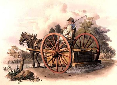 ウィリアム・ミラー社発行の「Costume of Great Britain」より「Watering Cart」。 作： William Henry Pyne