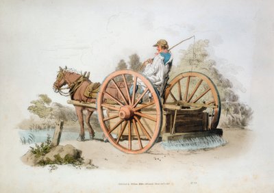 道路上のほこりを抑えるための散水カート、1808 作： William Henry Pyne