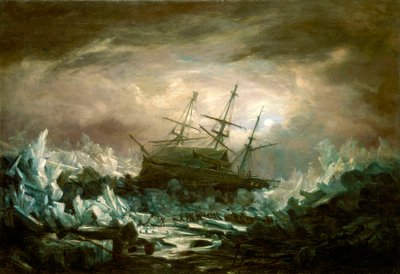 1837年夏、北極圏におけるHMS「テラー号」、バック船長の危険な地位 作： William Henry Smyth