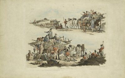 キャンプシーン、1803（カラーエッチング） 作： William Henry after Pyne