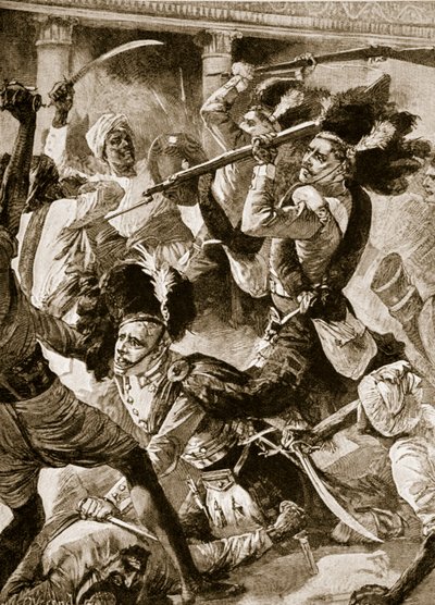 1857年11月、ラクナウの第二次救援（リトグラフ 作： William Heysham (after) Overend