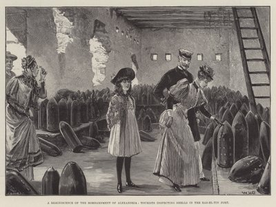 アレクサンドリア爆撃の回想、ラスエルティン要塞の砲弾を視察する観光客 作： William Heysham Overend