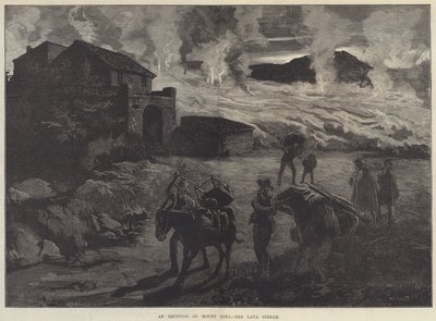 エトナ山の噴火、溶岩流 作： William Heysham Overend