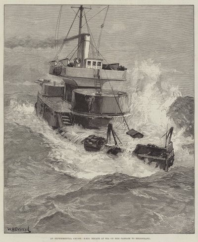 ヘリゴランドへの航海中の実験的クルーズ、HMS Hecate at Sea 作： William Heysham Overend