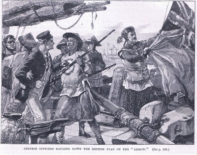 1856年の「アロー」にイギリスの旗を掲げた中国の将校 作： William Heysham Overend