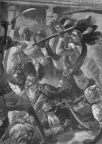 彼らはセポイたちを徐々に追い払った、1902 作： William Heysham Overend