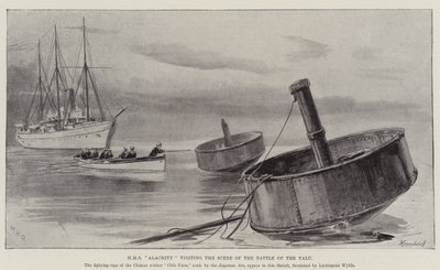 Yaluの戦いのシーンを訪れるHMS Alacrity 作： William Heysham Overend