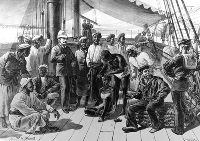 1878年1月5日、「The Illustrated London News」に掲載されたスタンリー氏とHMS業界に所属するアフリカのフォロワーの一部 作： William Heysham Overend