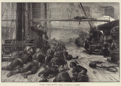 電気で発砲する準備ができているトルコの戦士に乗船 作： William Heysham Overend