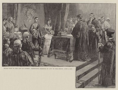 1863年6月8日、王子に市の自由を提示するロンドン市訪問 作： William Heysham Overend