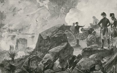 ジブラルタルでのイギリス人によるスペインの砲撃船の破壊 作： William Heysham Overend