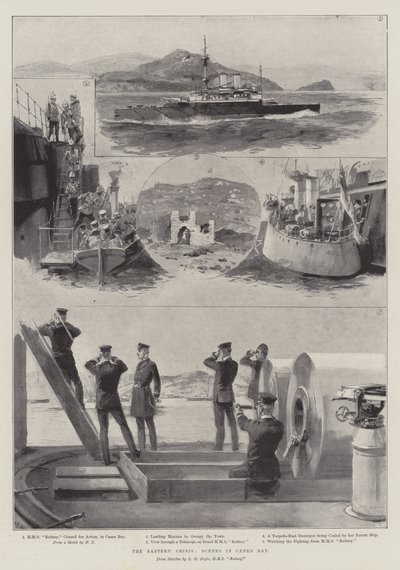 東洋の危機、カニー湾の情景 作： William Heysham Overend