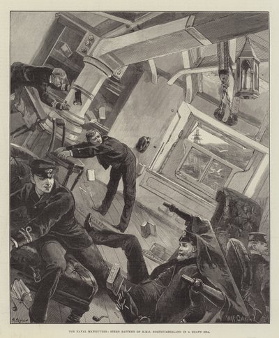 重海のHMSノーサンバーランドの海軍操縦、船尾砲 作： William Heysham Overend