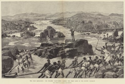 ナイル遠征、2番目の白内障の最初のゲートを通過する汽船ナシフキール 作： William Heysham Overend