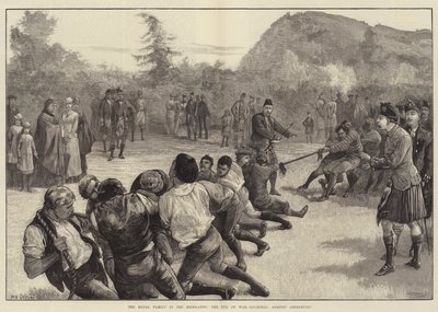 ハイランドの王室、アバーゲルディーに対する戦争バルモラルの綱引き 作： William Heysham Overend