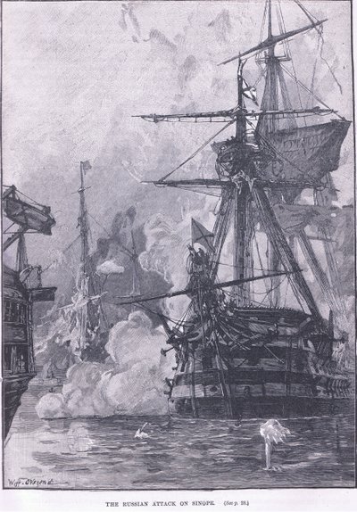 シノペへのロシアの攻撃1853 AD 作： William Heysham Overend