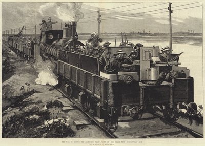 ノルデンフェルト銃を備えたエジプト戦争、装甲列車、列車の正面 作： William Heysham Overend