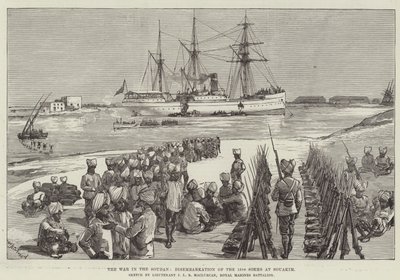 スーダンでの戦争、スアキムでの15番目のシーク教徒の下船 作： William Heysham Overend