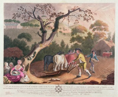 耕作、亜麻仁の種まき、悲惨、1791年の眺め 作： William Hincks