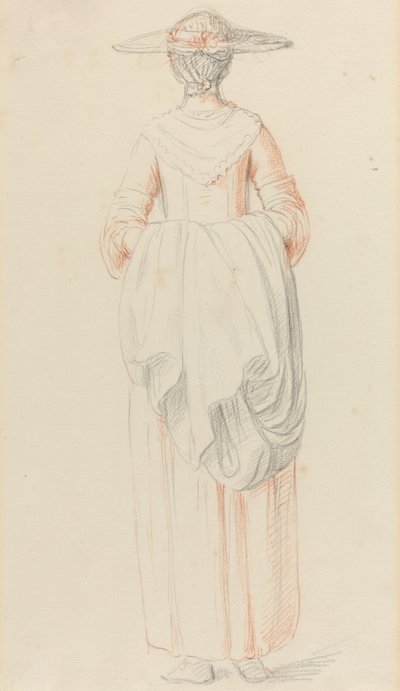 後ろから彼女のマントを保持している女性 作： William Hoare
