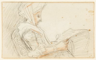 座っている女性の読書の正しいプロフィール 作： William Hoare