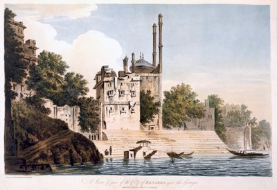 ガンジス川のベナレス、1787年（アクアチント） 作： William Hodges