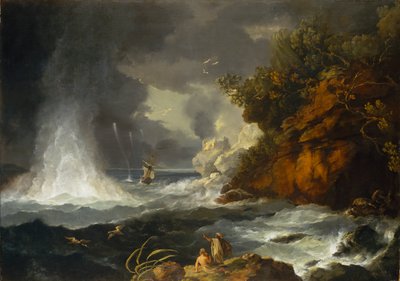 1773年5月、スティーブンス岬沖のHMS「レゾリューション」とウォータースパウト 作： William Hodges