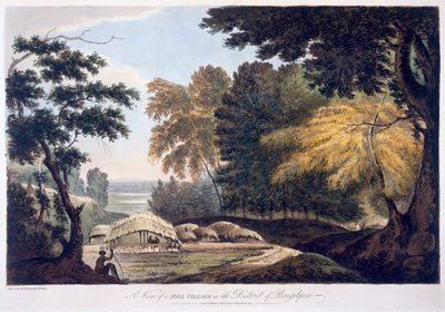 バウエレプール地区の丘の村、1787年（アクアチント） 作： William Hodges