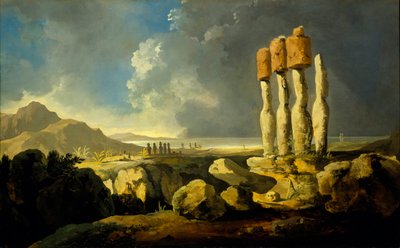 イースター島のモニュメント 1776年頃 油彩・パネル 作： William Hodges