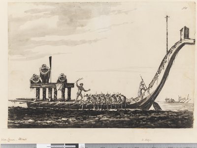 15ページ War canoe, Otaheite 作： William Hodges