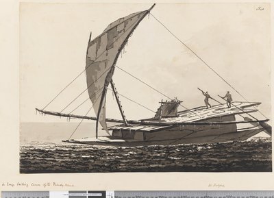 20ページ フレンドリー諸島の大型帆船カヌー 作： William Hodges