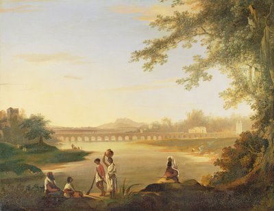 フォアグラウンドにセポイと先住民がいるマルマロン橋、1783年頃 作： William Hodges