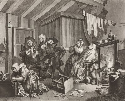 遊女？S進歩。シート5：死。 1732 作： William Hogarth