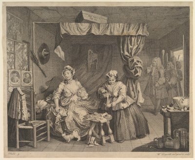 1732年4月以前のハーロッツプログレス、プレート3。 作： William Hogarth